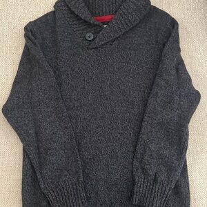Kids Long Sleeve Charcoal Shawl Collar Sweater